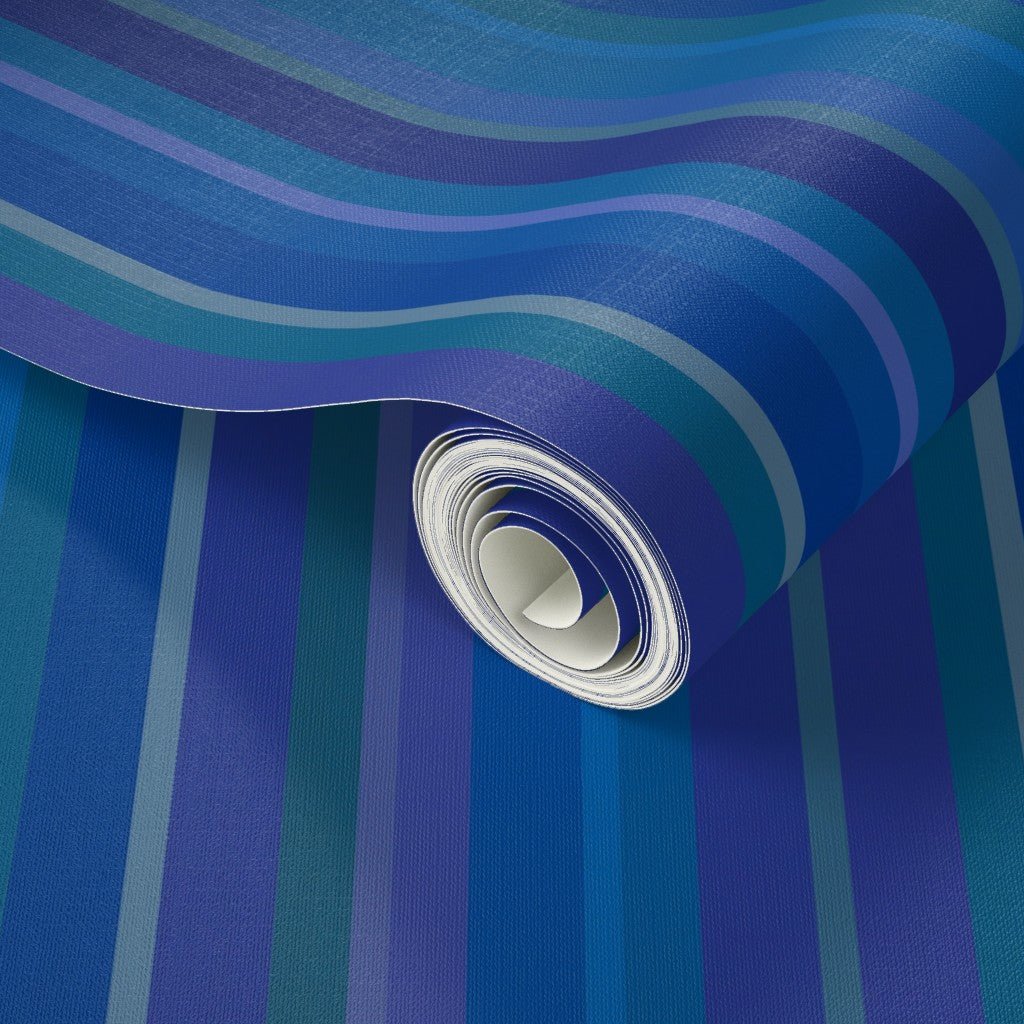 Cabana Blue Striped Wallpaper for a Vibrant Beach Theme - Wallpaper | Victoria Bright Home - Colorful Modern Wallpaper For Your Home - - bedroom,blue,dining,kids,office,stripes,traditional