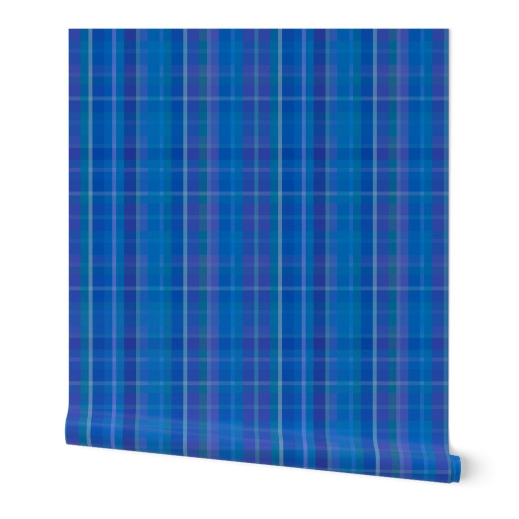 Sweet William Blue Plaid Wallpaper for a Colorful Traditional Room - Wallpaper | Victoria Bright Home - Colorful Modern Wallpaper For Your Home - Peel and Stick Removeable Sample 11 x 24 inches - bedroom,blue,kids,nursery,office,plaid,victorian,vintage
