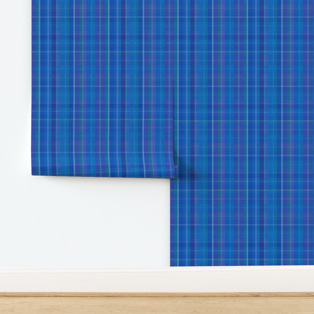 Sweet William Blue Plaid Wallpaper for a Colorful Traditional Room - Wallpaper | Victoria Bright Home - Colorful Modern Wallpaper For Your Home - - bedroom,blue,kids,nursery,office,plaid,victorian,vintage