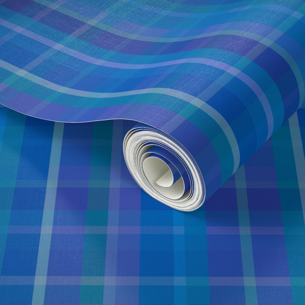 Sweet William Blue Plaid Wallpaper for a Colorful Traditional Room - Wallpaper | Victoria Bright Home - Colorful Modern Wallpaper For Your Home - - bedroom,blue,kids,nursery,office,plaid,victorian,vintage