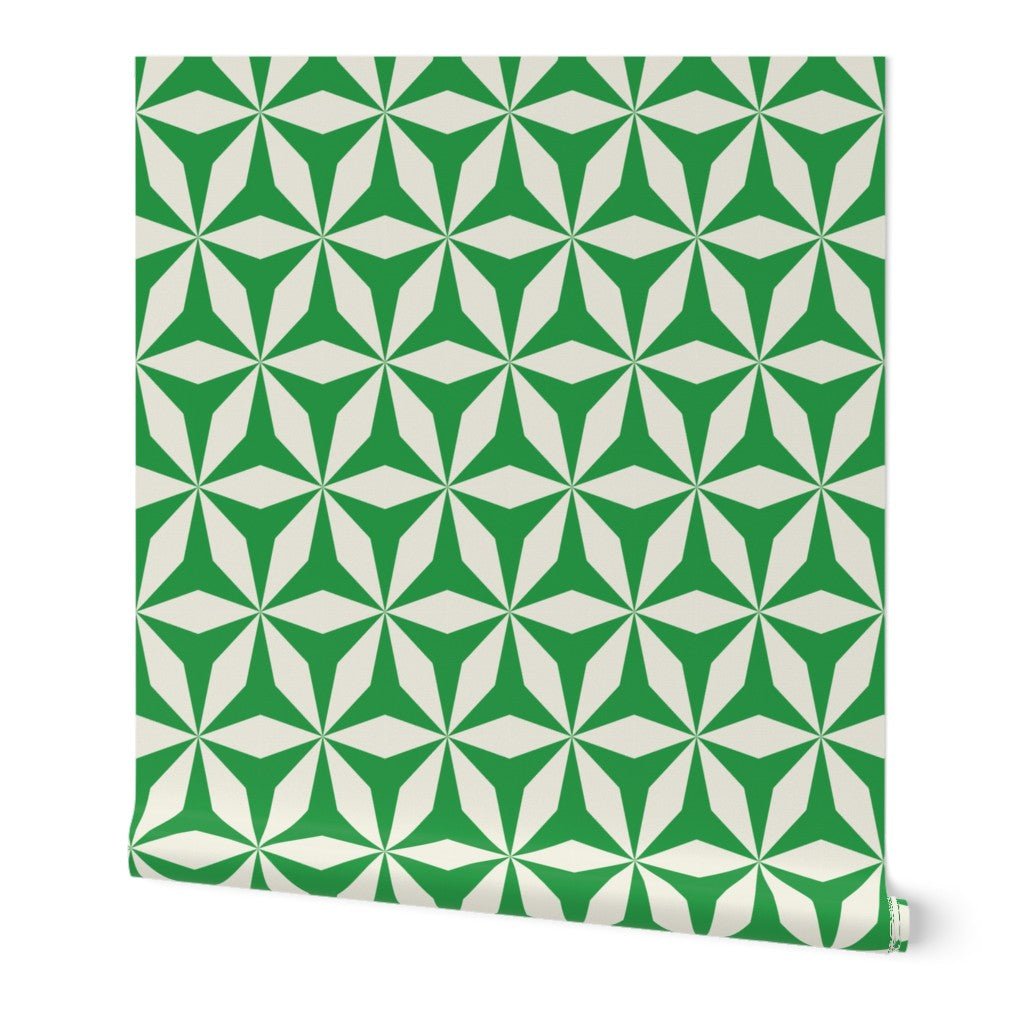Moroccan Tile Modern Origami Wallpaper Peel and Stick Removeable or Non Pasted - Wallpaper | Victoria Bright Home - Colorful Modern Wallpaper For Your Home - Peel and Stick Removeable Sample 11 x 24 inches green origami - black,black and white,blue,dining,green,kitchen,living,modern,office,orange,traditional,yellow