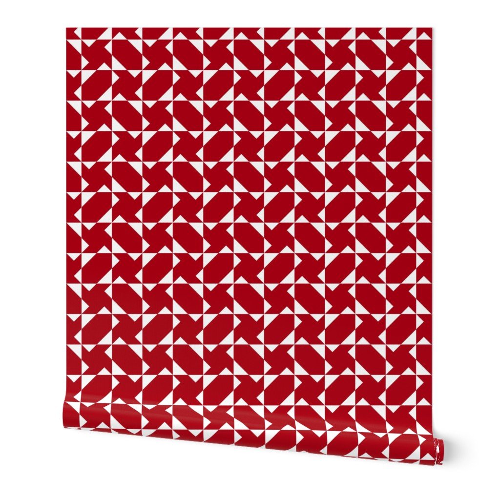 Chasing Charlie Modern Geometric Wallpaper - Wallpaper | Victoria Bright Home - Colorful Modern Wallpaper For Your Home - Peel and Stick Removeable Sample 11 x 24 inches red dark charlie - bedroom,black,black and white,blue,dining,kitchen,living,modern,office,red,traditional