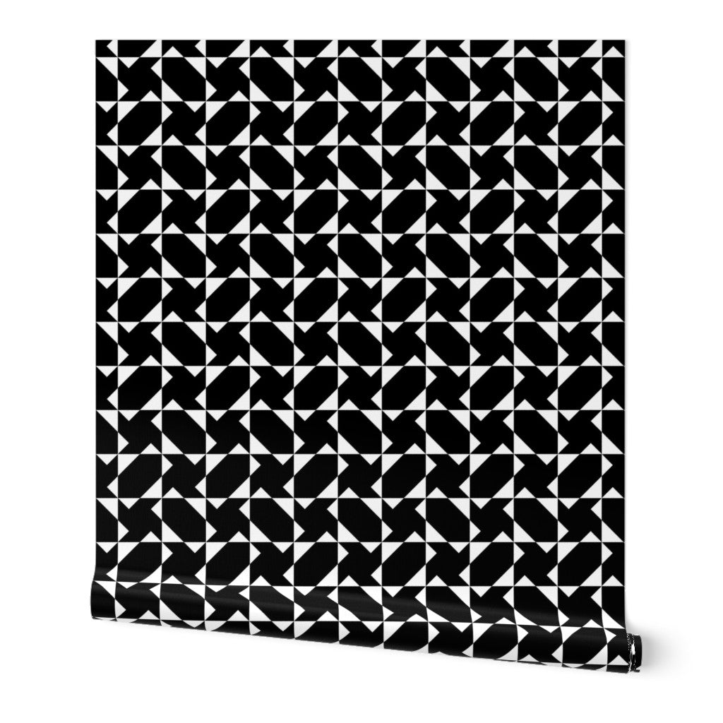 Chasing Charlie Modern Geometric Wallpaper - Wallpaper | Victoria Bright Home - Colorful Modern Wallpaper For Your Home - Peel and Stick Removeable Sample 11 x 24 inches black dark charlie - bedroom,black,black and white,blue,dining,kitchen,living,modern,office,red,traditional