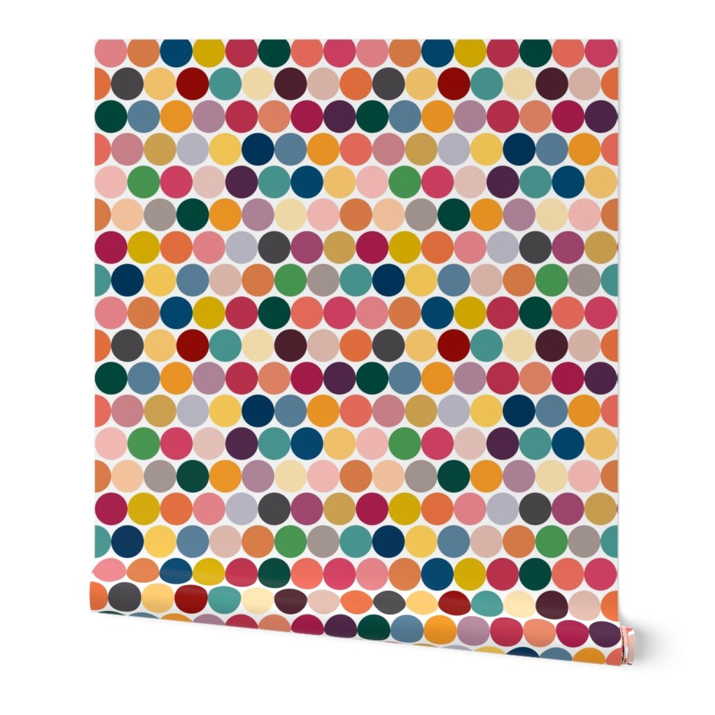 Meadowsweet Country Polka Dot Wallpaper for Farmhouse or Cottage - Wallpaper | Victoria Bright Home - Colorful Modern Wallpaper For Your Home - Peel and Stick Removeable Sample 11 x 24 inches - bedroom,blue,coral,cream,dining,gold,Gray,green,kitchen,modern,multicolor,orange,pink,purple,red,yellow