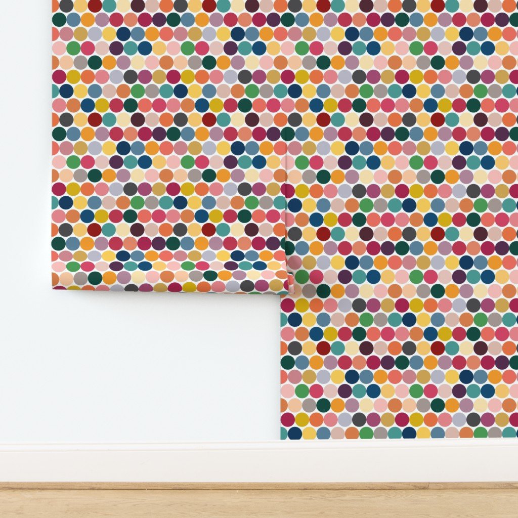 Meadowsweet Country Polka Dot Wallpaper for Farmhouse or Cottage - Wallpaper | Victoria Bright Home - Colorful Modern Wallpaper For Your Home - - bedroom,blue,coral,cream,dining,gold,Gray,green,kitchen,modern,multicolor,orange,pink,purple,red,yellow