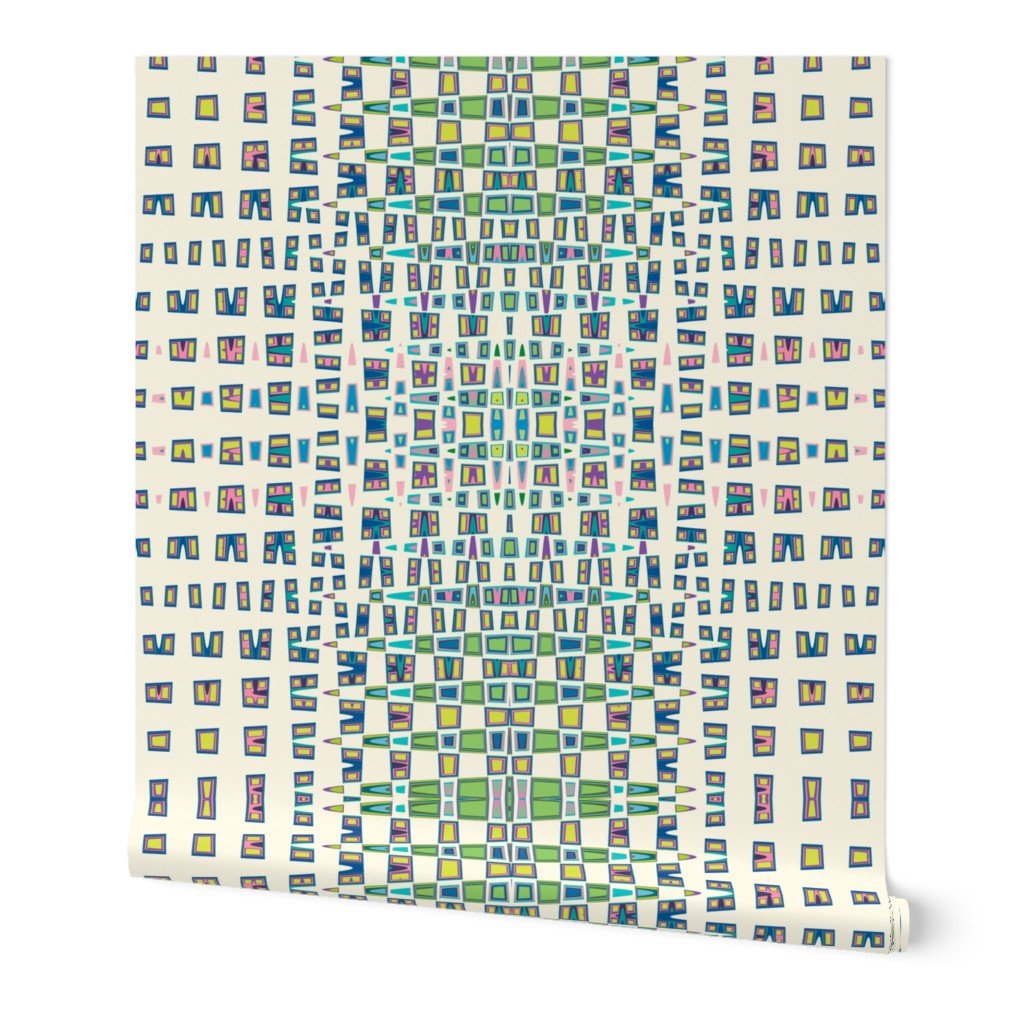 Mardis Gras Abstract Modern Wallpaper for a Retro Look - Wallpaper | Victoria Bright Home - Colorful Modern Wallpaper For Your Home - Peel and Stick Removeable Sample 11 x 24 inches - abstract,bedroom,green,kitchen,modern,multicolor,nursery,pink,retro,yellow