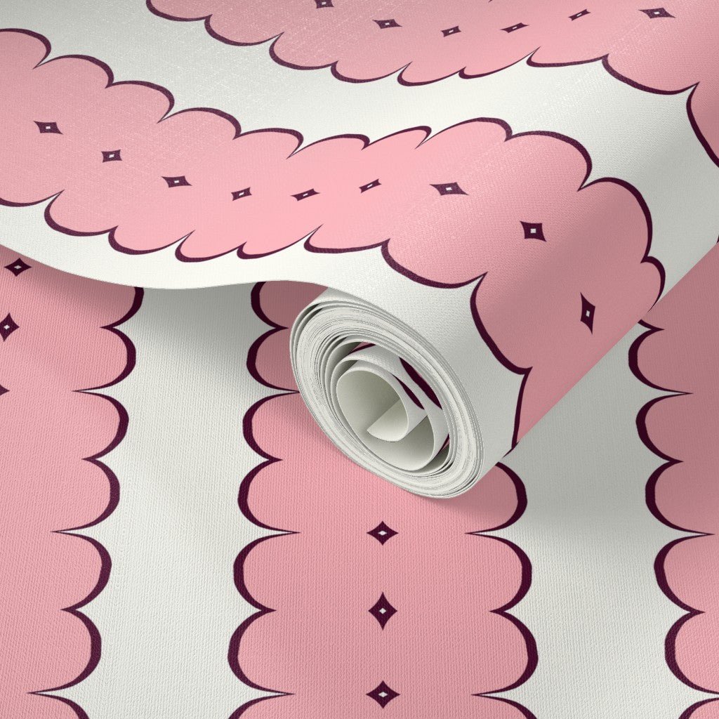 Feminine Ribbon Stripe Wallpaper for Bohemian Decor - Wallpaper | Victoria Bright Home - Colorful Modern Wallpaper For Your Home - - bedroom,feminine,kids,kitchen,modern,nursery,office,pink,victorian,vintage,yellow