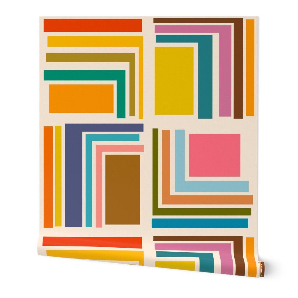 Off The Cuff Retro Wallpaper For Bold Sixties Flavor - Wallpaper | Victoria Bright Home - Colorful Modern Wallpaper For Your Home - Peel and Stick Removeable Sample 11 x 24 inches multicolor off the cuff - bedroom,dining,living,mid century,modern,multicolor,office,retro,sixties