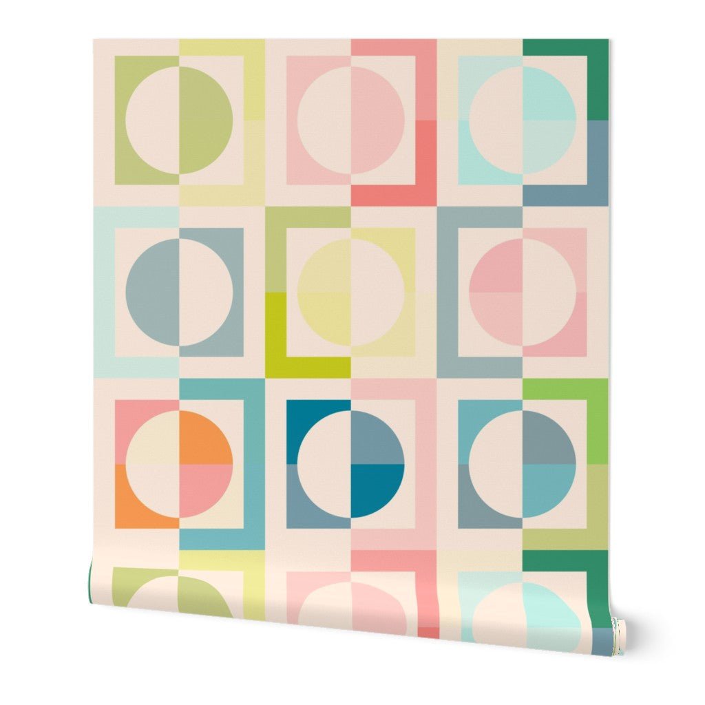 Halvsies Pastel Retro Modern Wallpaper for Nursery and Kid&