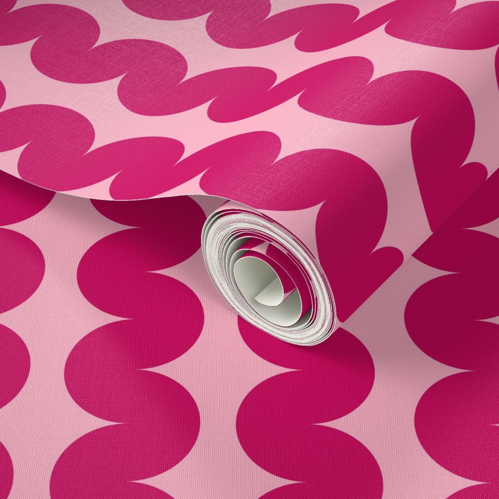 RicRac Ribbon Stripe Nostalgic Wallpaper for Sixties Flaire - Wallpaper | Victoria Bright Home - Colorful Modern Wallpaper For Your Home - - bedroom,feminine,kids,modern,nursery,pink,retro,seventies,sixties,stripes,vintage,zig zag