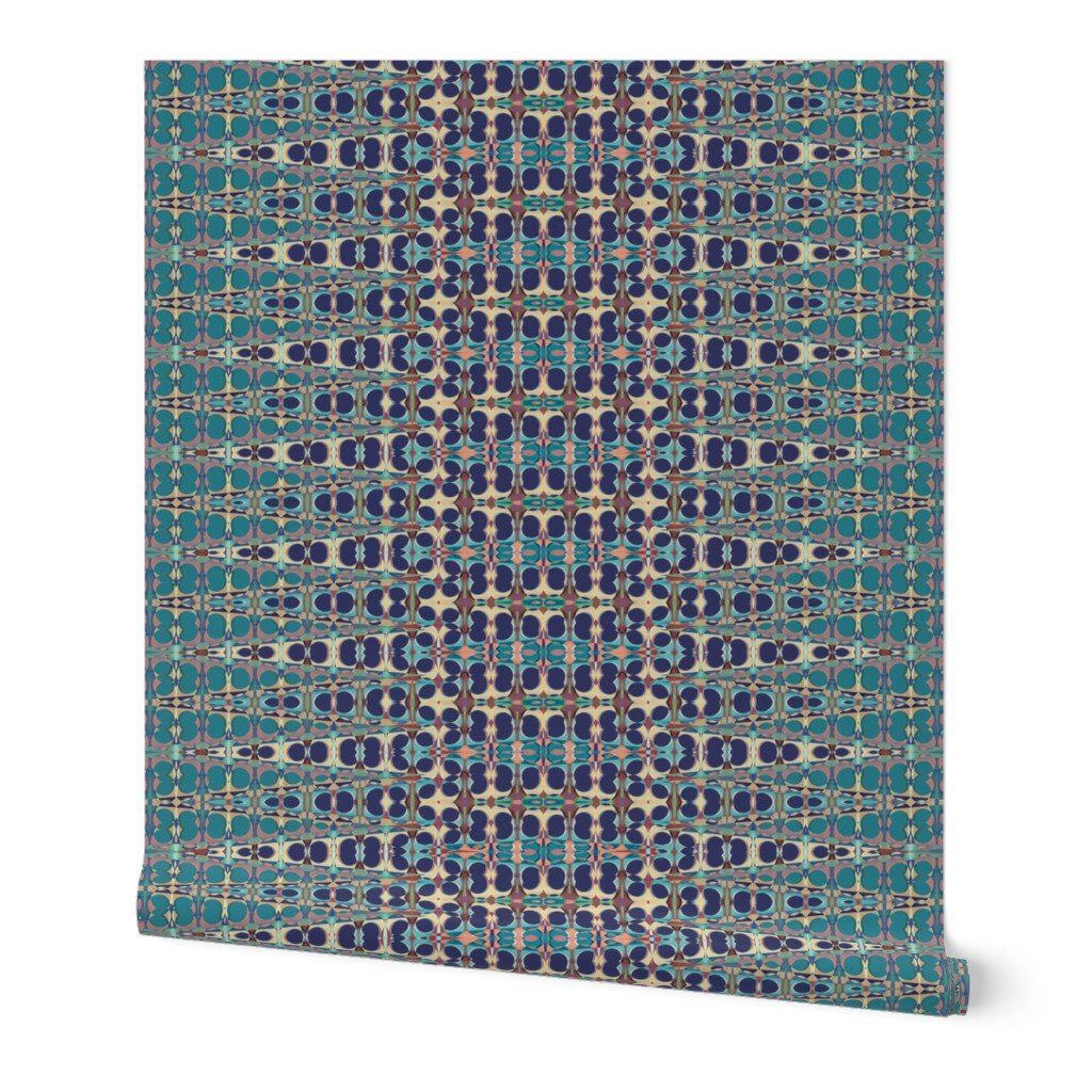 Vintage Sari Inspired Blue Wallpaper for Bohemian Style - Wallpaper | Victoria Bright Home - Colorful Modern Wallpaper For Your Home - Peel and Stick Removeable Sample 11 x 24 inches blue sari - abstract,bedroom,blue,dining,kitchen,living,nursery,traditional,vintage