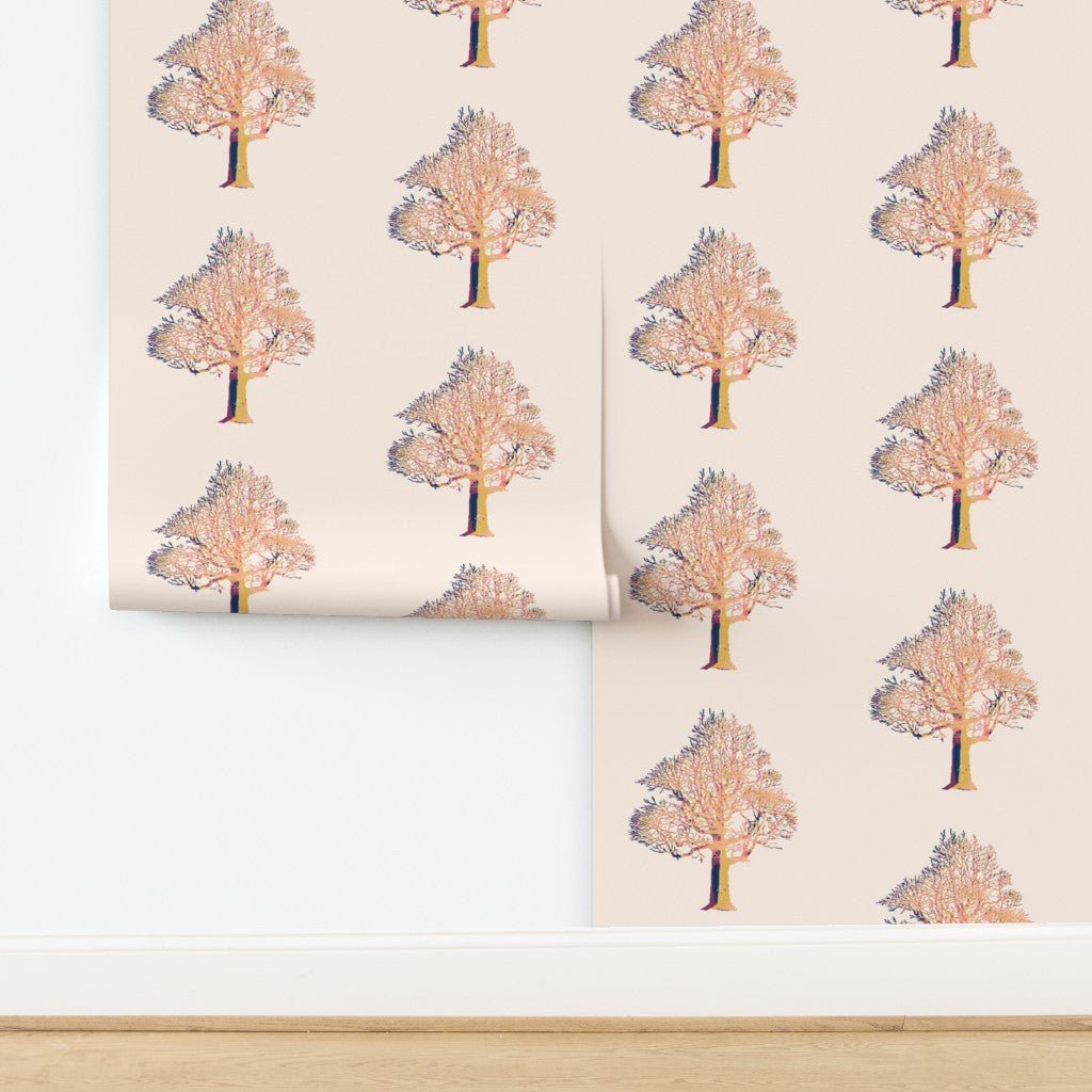 Chinoiserie Tree Wallpaper for an Elegant Traditional Style - Wallpaper | Victoria Bright Home - Colorful Modern Wallpaper For Your Home - - asian,bedroom,dining,floral,living,multicolor,nursery,traditional,vintage