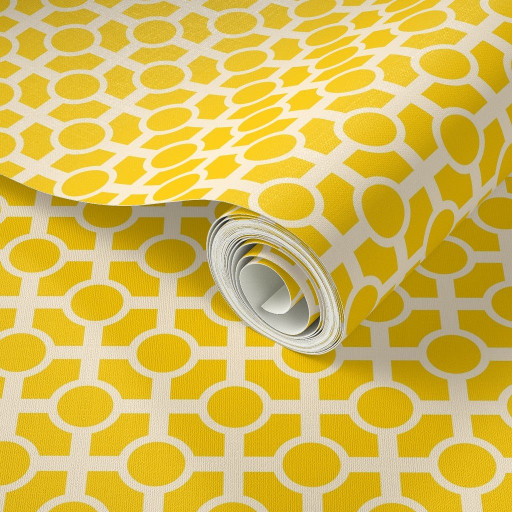 Retro Trellis Classic Wallpaper with a Chinoiserie Feel - Wallpaper | Victoria Bright Home - Colorful Modern Wallpaper For Your Home - - bedroom,blue,cream,dining,green,kids,kitchen,Minimalist,modern,nursery,pink,retro,traditional,vintage,yellow