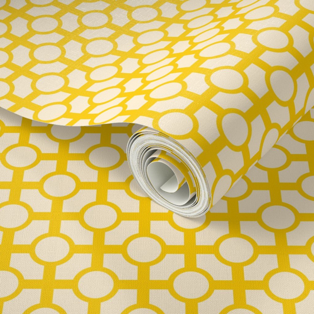 Retro Trellis Classic Wallpaper with a Chinoiserie Feel - Wallpaper | Victoria Bright Home - Colorful Modern Wallpaper For Your Home - - bedroom,blue,cream,dining,green,kids,kitchen,Minimalist,modern,nursery,pink,retro,traditional,vintage,yellow