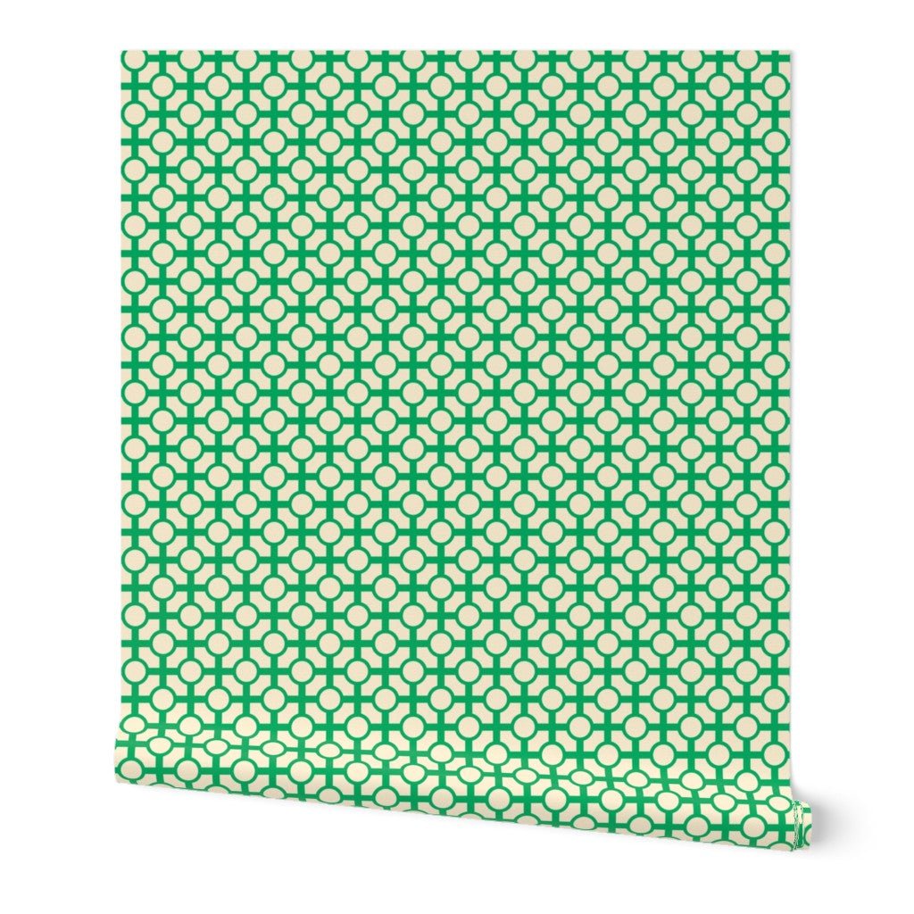 Retro Trellis Classic Wallpaper with a Chinoiserie Feel - Wallpaper | Victoria Bright Home - Colorful Modern Wallpaper For Your Home - Peel and Stick Removeable Sample 11 x 24 inches green trellis light - bedroom,blue,cream,dining,green,kids,kitchen,Minimalist,modern,nursery,pink,retro,traditional,vintage,yellow