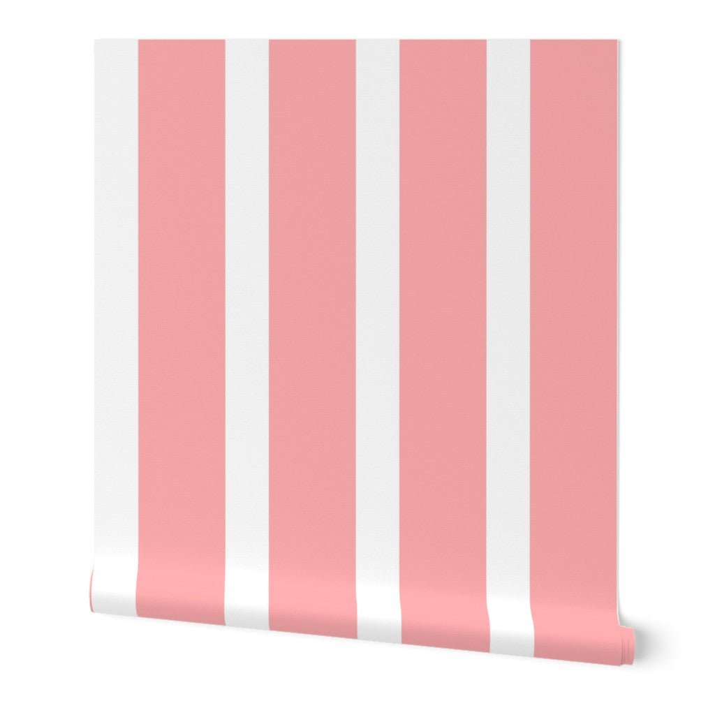 Bold Striped Wallpaper in Bright Colors for a British Interiors Feel - Wallpaper | Victoria Bright Home - Colorful Modern Wallpaper For Your Home - Peel and Stick Removeable Sample 11 x 24 inches Pink Pale Stripe - bedroom,blue,dining,green,kids,kitchen,modern,nursery,office,orange,pink,red,retro,scandinavian,stripes,traditional,yellow