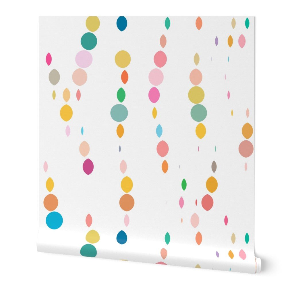 Charming Kids Confetti Raindrops Wallpaper for a Nursery or Bedroom - Wallpaper | Victoria Bright Home - Colorful Modern Wallpaper For Your Home - Peel and Stick Removeable Sample 11 x 24 inches multicolor raindrops - abstract,bedroom,kids,modern,multicolor,nursery,stripes