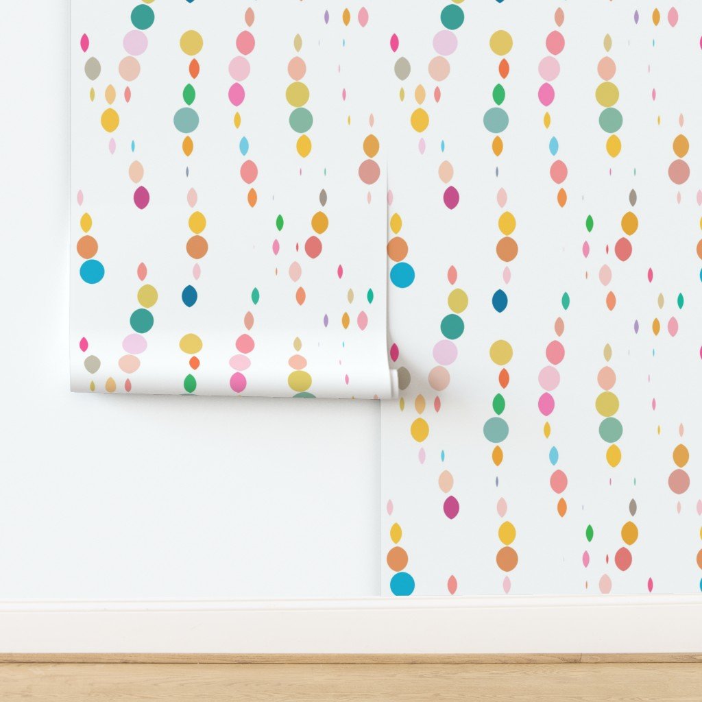 Charming Kids Confetti Raindrops Wallpaper for a Nursery or Bedroom - Wallpaper | Victoria Bright Home - Colorful Modern Wallpaper For Your Home - - abstract,bedroom,kids,modern,multicolor,nursery,stripes