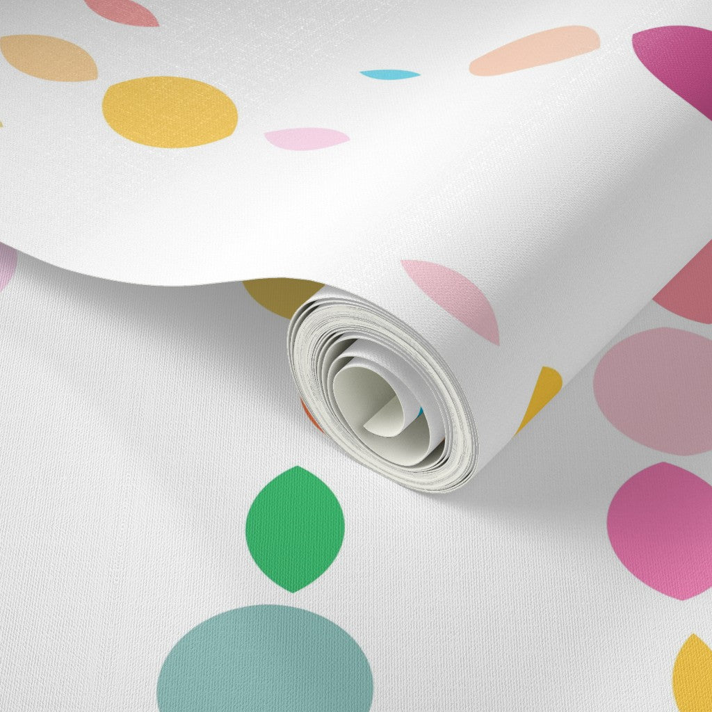 Charming Kids Confetti Raindrops Wallpaper for a Nursery or Bedroom - Wallpaper | Victoria Bright Home - Colorful Modern Wallpaper For Your Home - - abstract,bedroom,kids,modern,multicolor,nursery,stripes