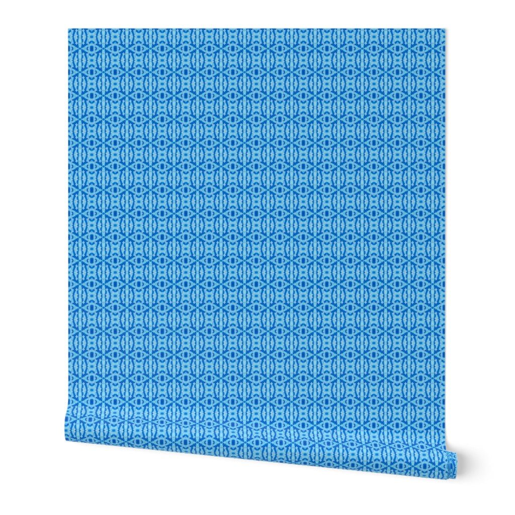 Beachy Blue Wallpaper for a Beach House or Caribbean Vibe - Wallpaper | Victoria Bright Home - Colorful Modern Wallpaper For Your Home - Peel and Stick Removeable Sample 11 x 24 inches blue calypso - abstract,bedroom,blue,dining,kitchen,office,traditional