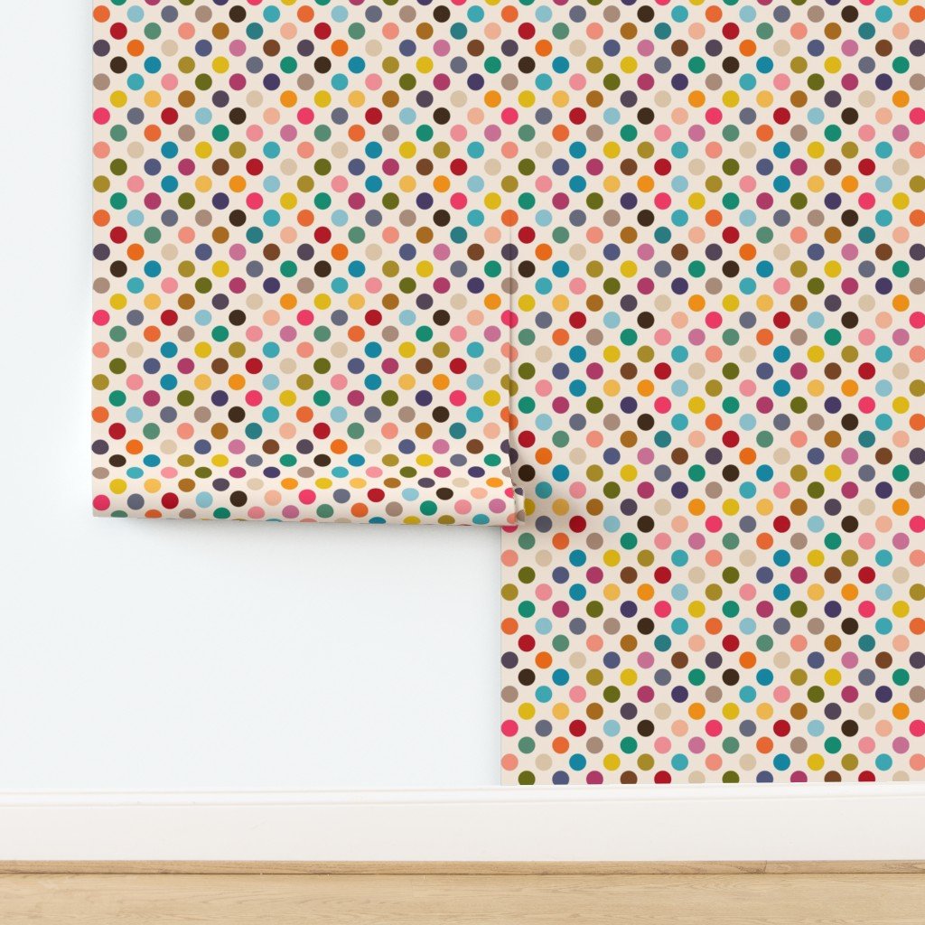 Mid Century Micro Dot Wallpaper with Fresh Retro Colors - Wallpaper | Victoria Bright Home - Colorful Modern Wallpaper For Your Home - - bedroom,dots,feminine,kids,kitchen,mid century,modern,multicolor,nursery,office,retro,vintage