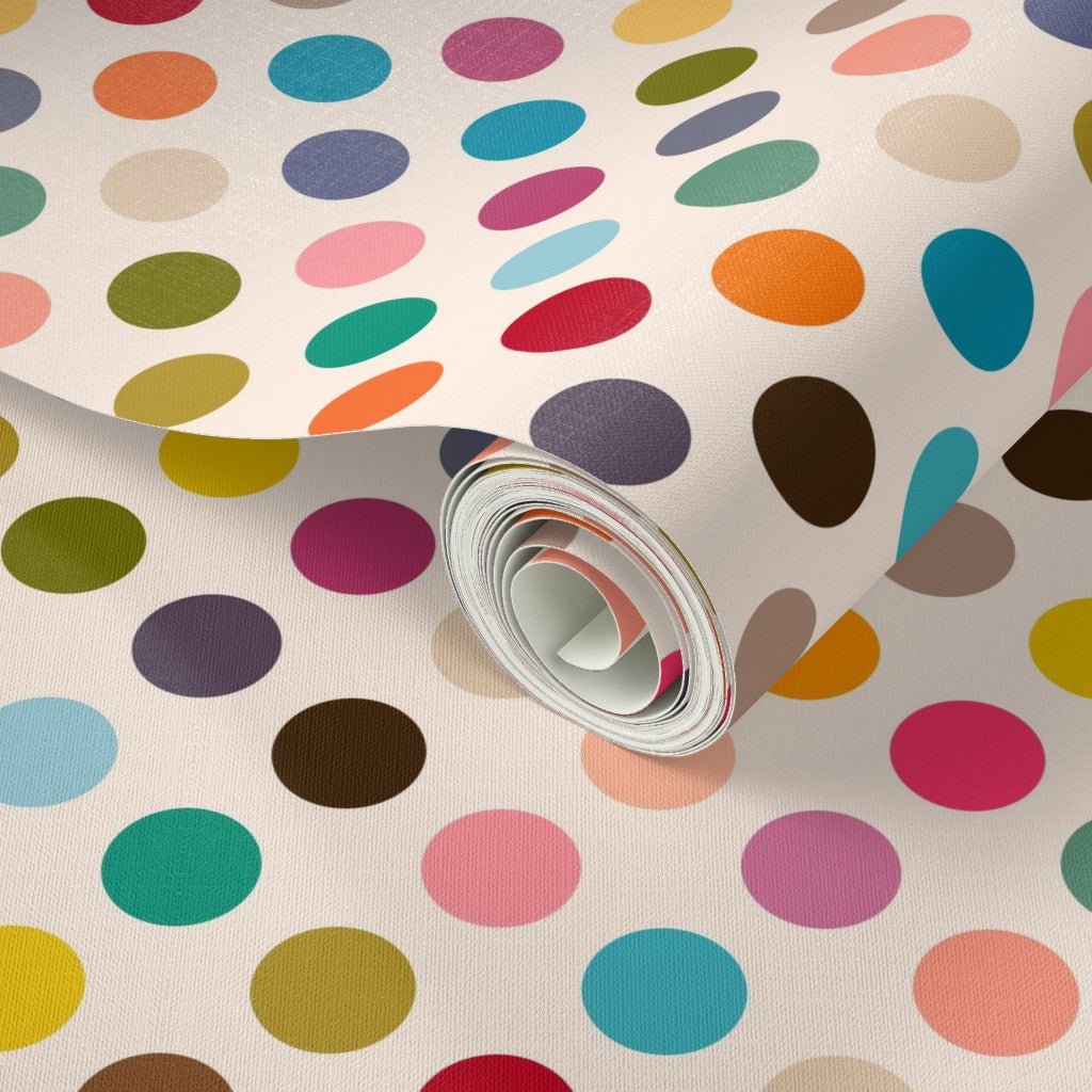 Mid Century Micro Dot Wallpaper with Fresh Retro Colors - Wallpaper | Victoria Bright Home - Colorful Modern Wallpaper For Your Home - - bedroom,dots,feminine,kids,kitchen,mid century,modern,multicolor,nursery,office,retro,vintage