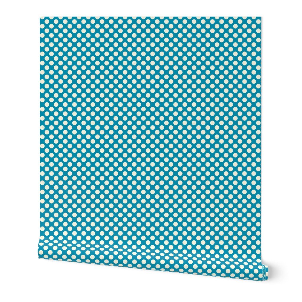 Modernist Mini Dot Wallpaper in Nostalgic Colors for Mid Century Modern Decor - Wallpaper | Victoria Bright Home - Colorful Modern Wallpaper For Your Home - Peel and Stick Removeable Sample 11 x 24 inches blue mod mini dot dark - bedroom,blue,dining,dots,feminine,green,kids,kitchen,mid century,modern,nursery,office,red,retro,sixties,yellow