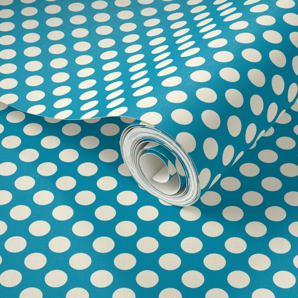 Modernist Mini Dot Wallpaper in Nostalgic Colors for Mid Century Modern Decor - Wallpaper | Victoria Bright Home - Colorful Modern Wallpaper For Your Home - - bedroom,blue,dining,dots,feminine,green,kids,kitchen,mid century,modern,nursery,office,red,retro,sixties,yellow