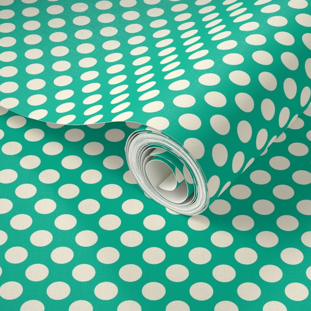 Modernist Mini Dot Wallpaper in Nostalgic Colors for Mid Century Modern Decor - Wallpaper | Victoria Bright Home - Colorful Modern Wallpaper For Your Home - - bedroom,blue,dining,dots,feminine,green,kids,kitchen,mid century,modern,nursery,office,red,retro,sixties,yellow