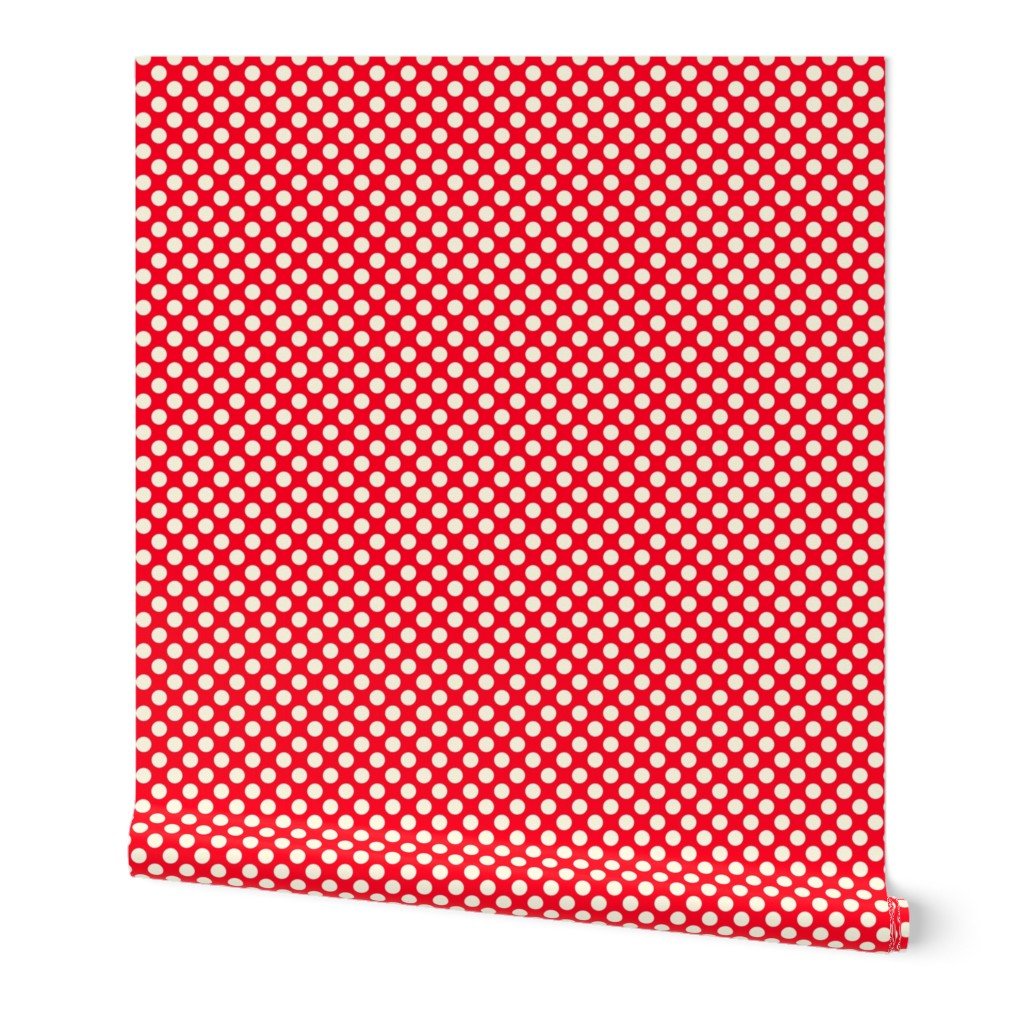 Modernist Mini Dot Wallpaper in Nostalgic Colors for Mid Century Modern Decor - Wallpaper | Victoria Bright Home - Colorful Modern Wallpaper For Your Home - Peel and Stick Removeable Sample 11 x 24 inches red mod mini dot dark - bedroom,blue,dining,dots,feminine,green,kids,kitchen,mid century,modern,nursery,office,red,retro,sixties,yellow
