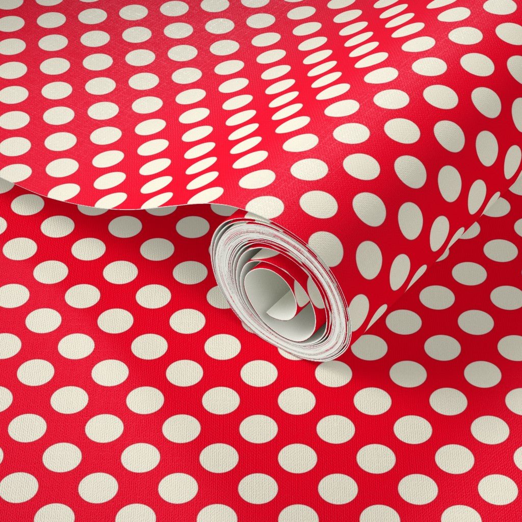 Modernist Mini Dot Wallpaper in Nostalgic Colors for Mid Century Modern Decor - Wallpaper | Victoria Bright Home - Colorful Modern Wallpaper For Your Home - - bedroom,blue,dining,dots,feminine,green,kids,kitchen,mid century,modern,nursery,office,red,retro,sixties,yellow