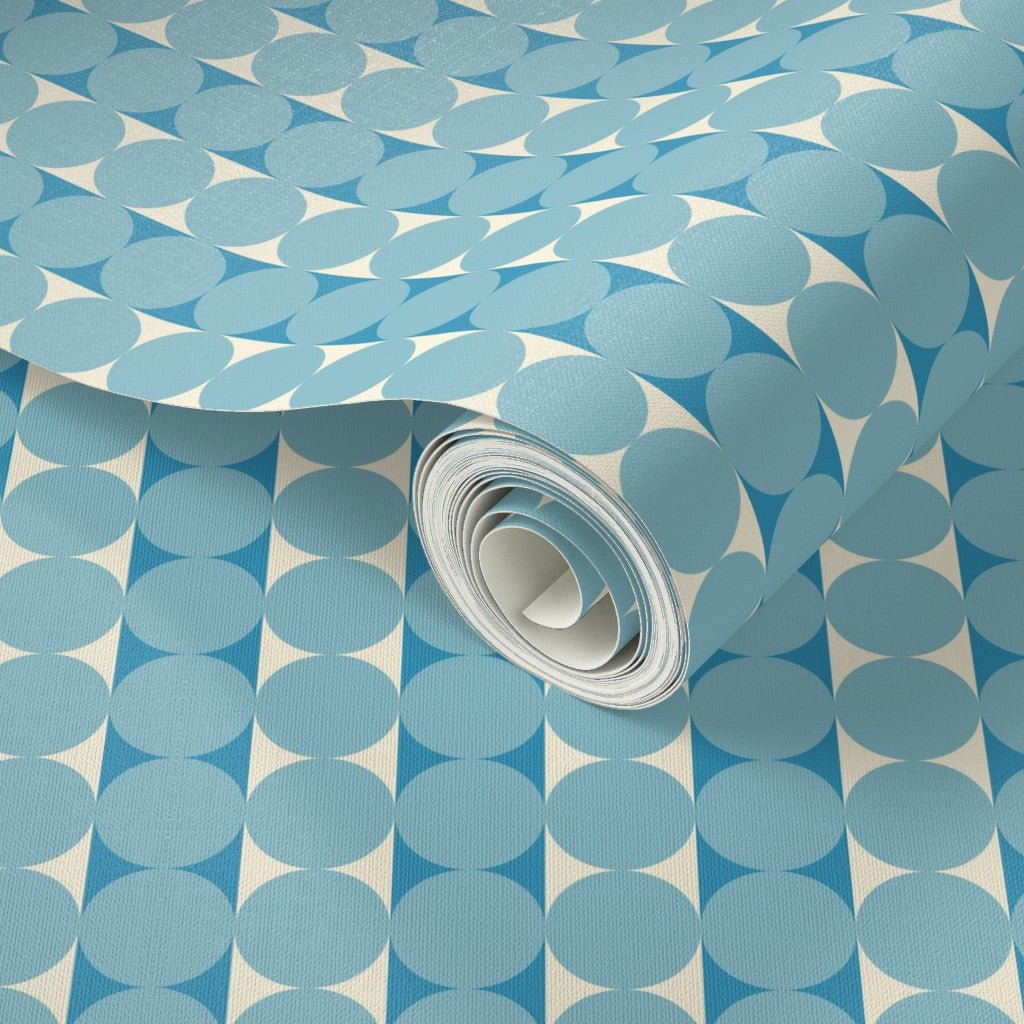 Abacus Retro Striped Dot Wallpaper in Ten Nostalgic Colors - Wallpaper | Victoria Bright Home - Colorful Modern Wallpaper For Your Home - - bedroom,blue,dining,dots,green,kids,kitchen,living,mid century,modern,nursery,office,orange,pink,purple,red,retro,stripes,turquoise,yellow