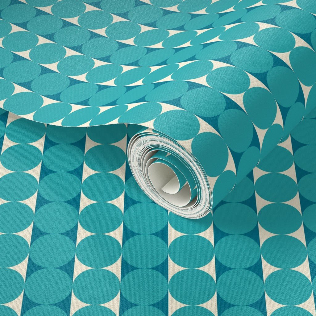 Abacus Retro Striped Dot Wallpaper in Ten Nostalgic Colors - Wallpaper | Victoria Bright Home - Colorful Modern Wallpaper For Your Home - - bedroom,blue,dining,dots,green,kids,kitchen,living,mid century,modern,nursery,office,orange,pink,purple,red,retro,stripes,turquoise,yellow
