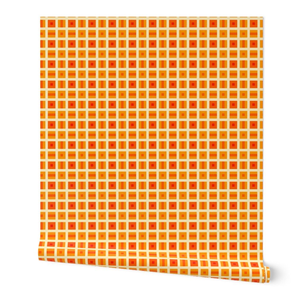Helms Alee Retro Squares Wallpaper in Six Colors - Wallpaper | Victoria Bright Home - Colorful Modern Wallpaper For Your Home - - bedroom,blue,dining,green,kids,kitchen,modern,nursery,office,orange,pink,retro,sixties,turquoise,yellow