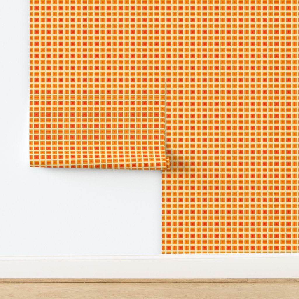 Helms Alee Retro Squares Wallpaper in Six Colors - Wallpaper | Victoria Bright Home - Colorful Modern Wallpaper For Your Home - - bedroom,blue,dining,green,kids,kitchen,modern,nursery,office,orange,pink,retro,sixties,turquoise,yellow
