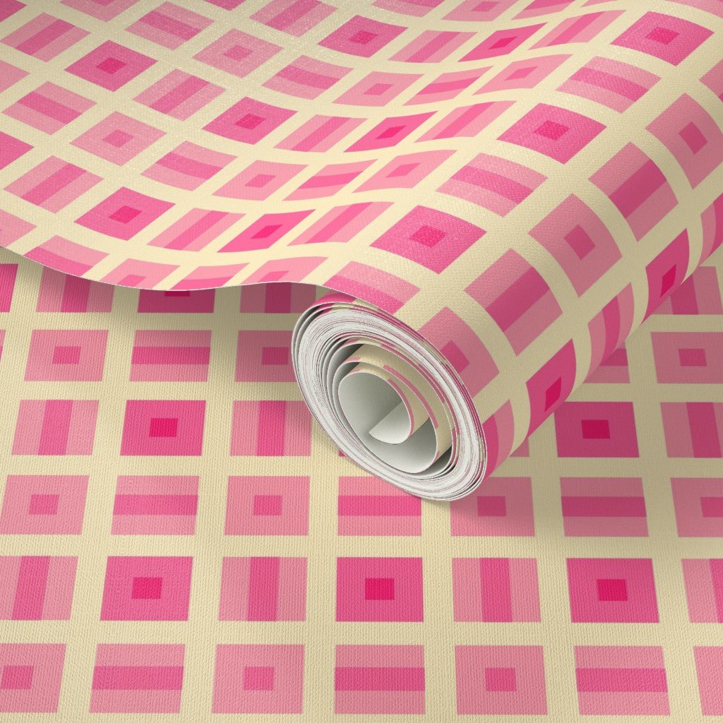 Helms Alee Retro Squares Wallpaper in Six Colors - Wallpaper | Victoria Bright Home - Colorful Modern Wallpaper For Your Home - - bedroom,blue,dining,green,kids,kitchen,modern,nursery,office,orange,pink,retro,sixties,turquoise,yellow