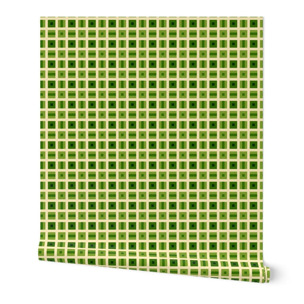 Helms Alee Retro Squares Wallpaper in Six Colors - Wallpaper | Victoria Bright Home - Colorful Modern Wallpaper For Your Home - Peel and Stick Removeable Sample 11 x 24 inches green alee - bedroom,blue,dining,green,kids,kitchen,modern,nursery,office,orange,pink,retro,sixties,turquoise,yellow
