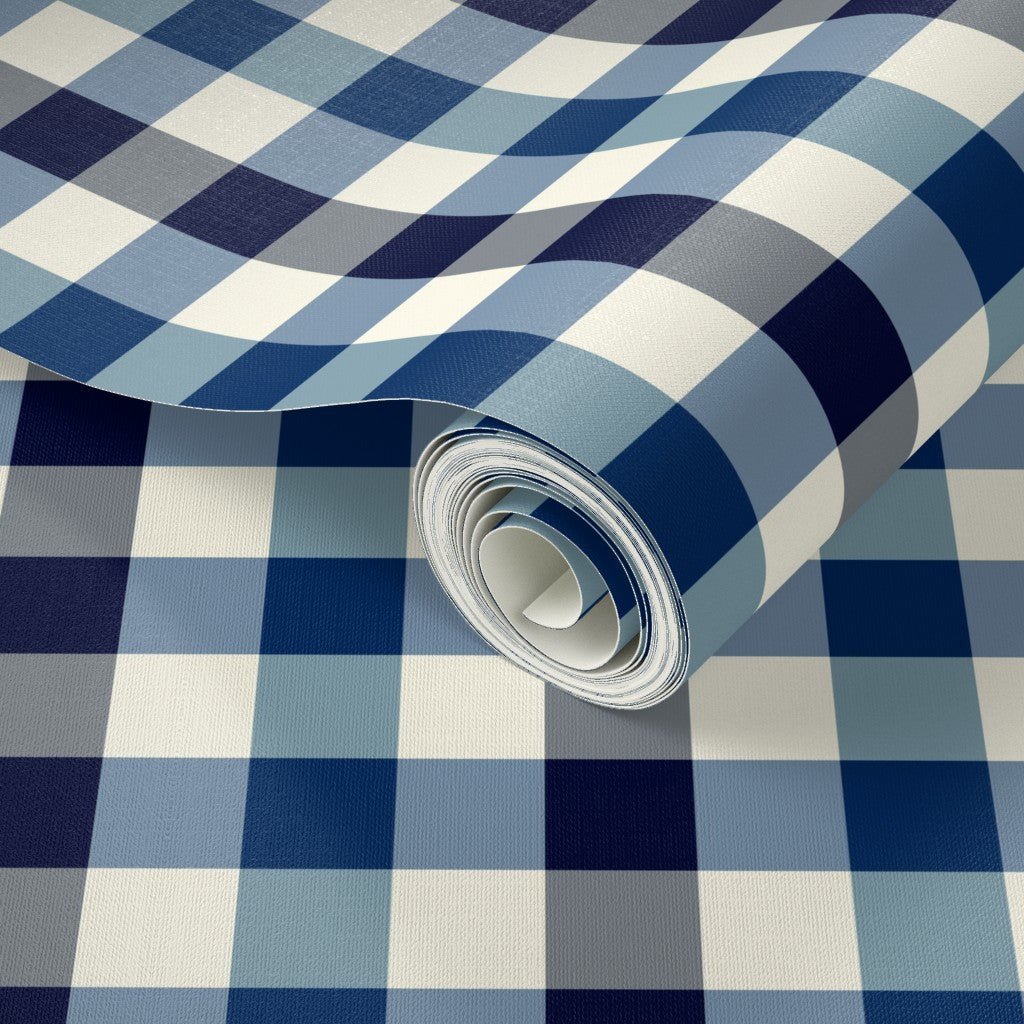 Country Plaid Wallpaper in Blue or Pink with Modern Flaire - Wallpaper | Victoria Bright Home - Colorful Modern Wallpaper For Your Home - - bedroom,blue,checkered,dining,kids,kitchen,modern,nursery,office,pink,plaid