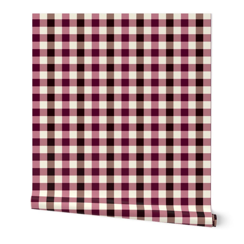 Country Plaid Wallpaper in Blue or Pink with Modern Flaire - Wallpaper | Victoria Bright Home - Colorful Modern Wallpaper For Your Home - Peel and Stick Removeable Sample 11 x 24 inches pink country plaid - bedroom,blue,checkered,dining,kids,kitchen,modern,nursery,office,pink,plaid