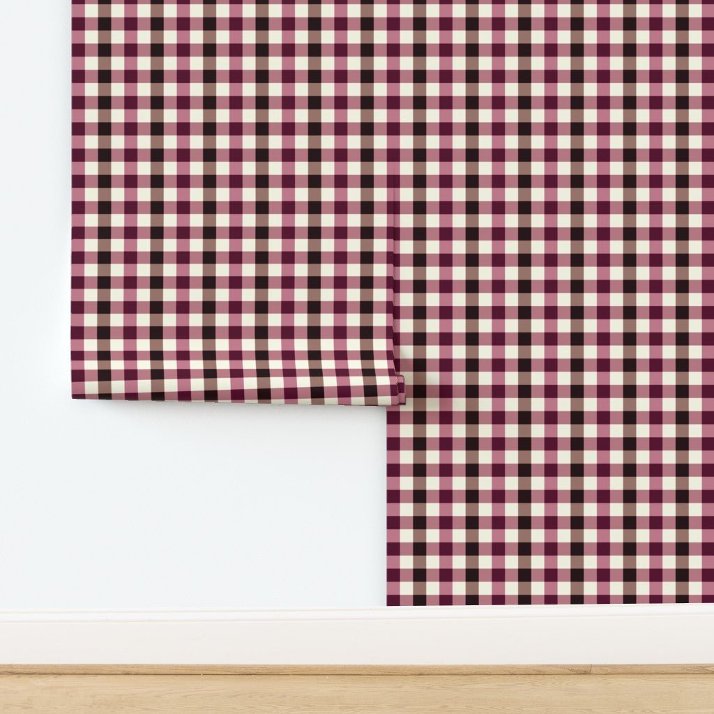 Country Plaid Wallpaper in Blue or Pink with Modern Flaire - Wallpaper | Victoria Bright Home - Colorful Modern Wallpaper For Your Home - - bedroom,blue,checkered,dining,kids,kitchen,modern,nursery,office,pink,plaid