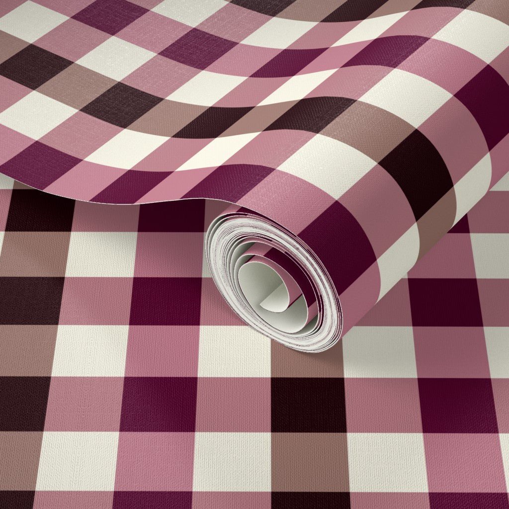 Country Plaid Wallpaper in Blue or Pink with Modern Flaire - Wallpaper | Victoria Bright Home - Colorful Modern Wallpaper For Your Home - - bedroom,blue,checkered,dining,kids,kitchen,modern,nursery,office,pink,plaid