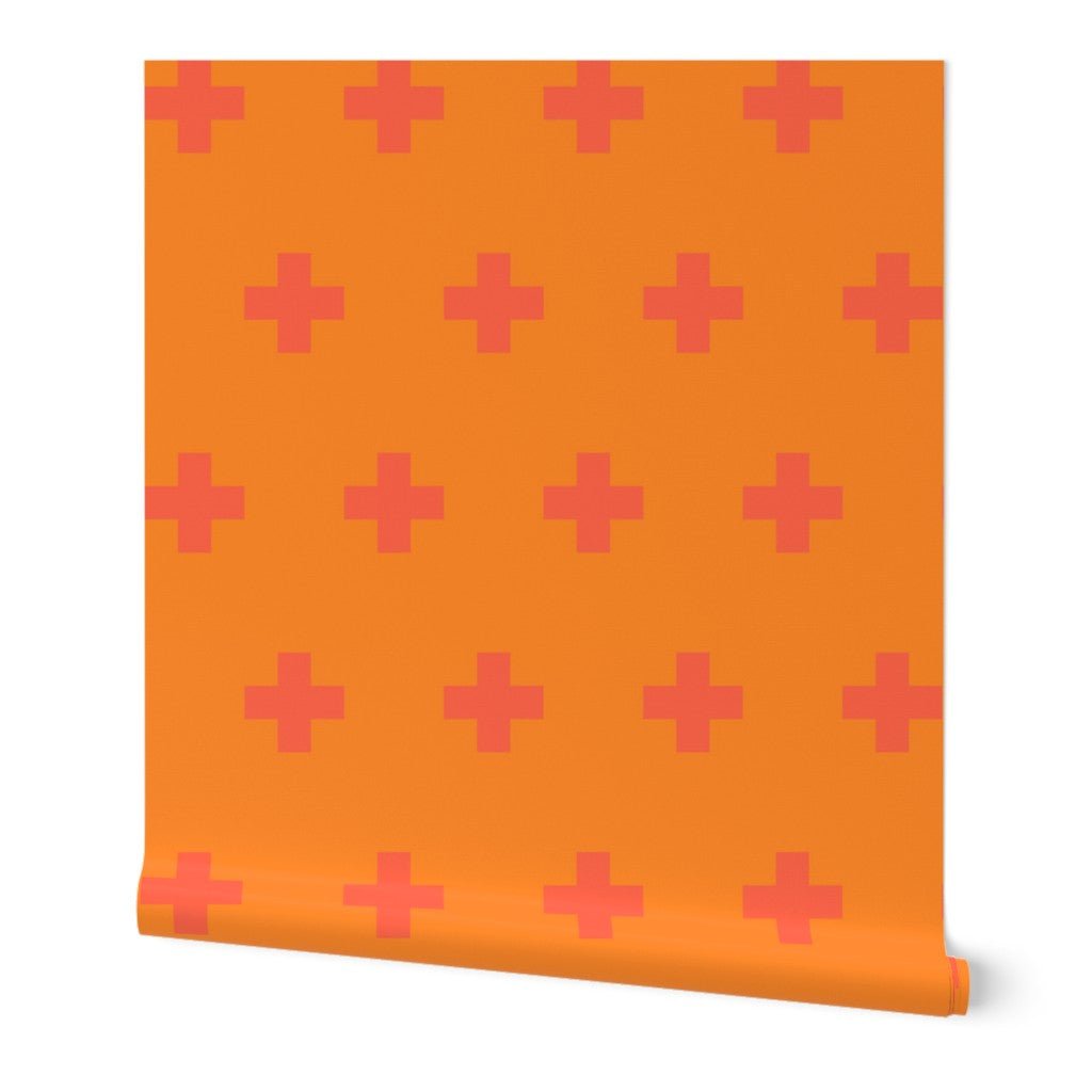 Swiss Cross Bold Colorful Wallpaper is Renter Friendly