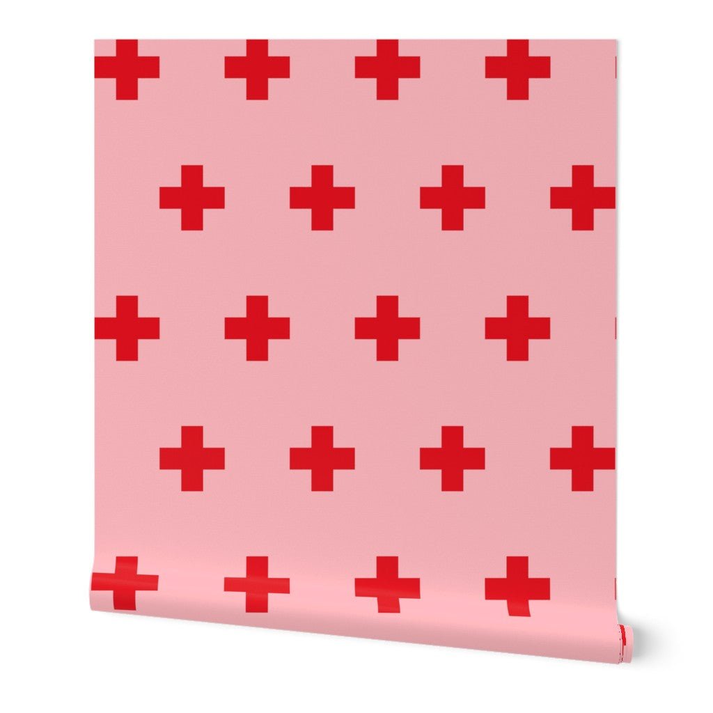 Swiss Cross Bold Colorful Wallpaper is Renter Friendly