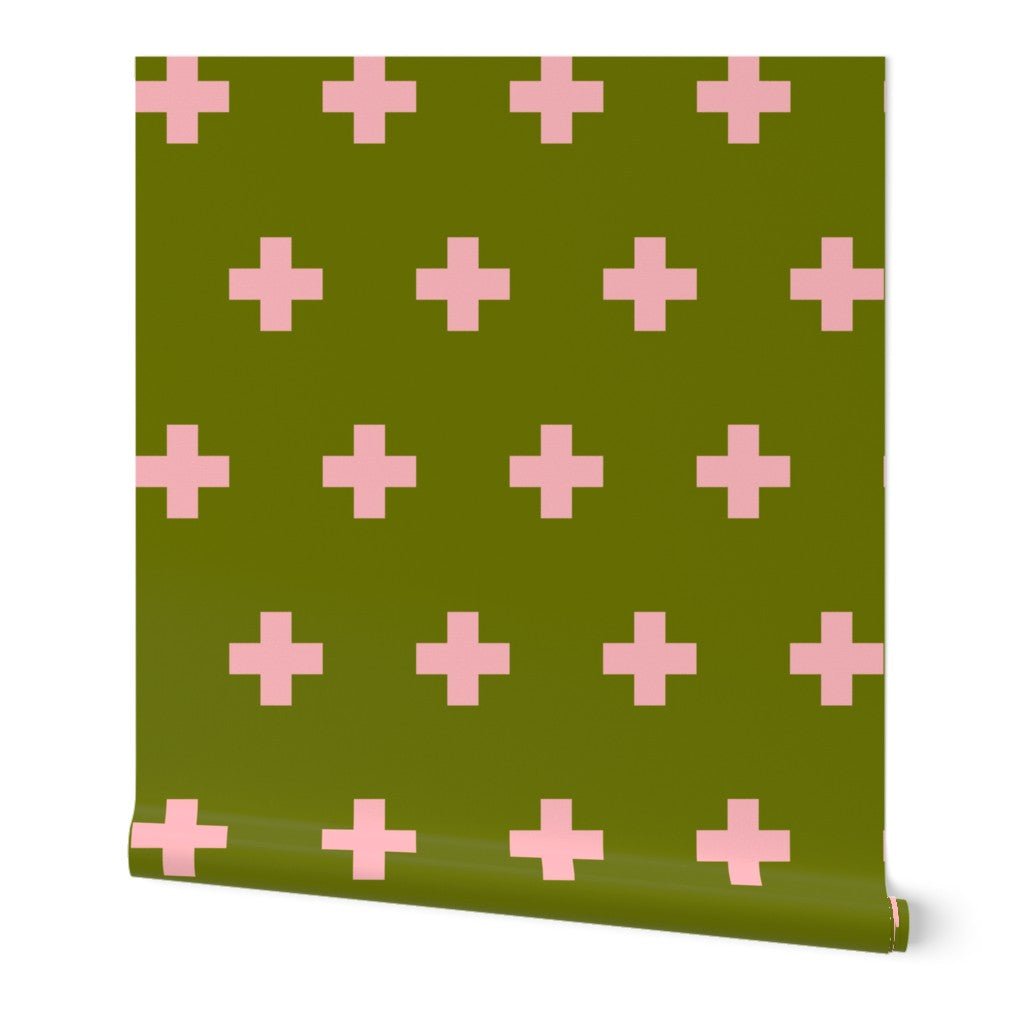Swiss Cross Bold Colorful Wallpaper is Renter Friendly