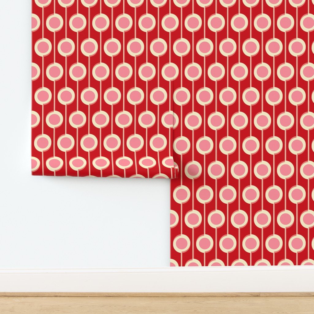 Modernist Floral Wallpaper in Five Bright Retro Colors