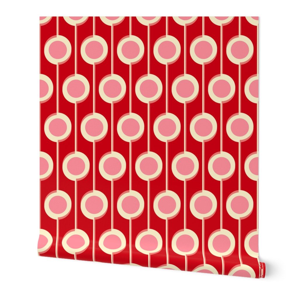Modernist Floral Wallpaper in Five Bright Retro Colors