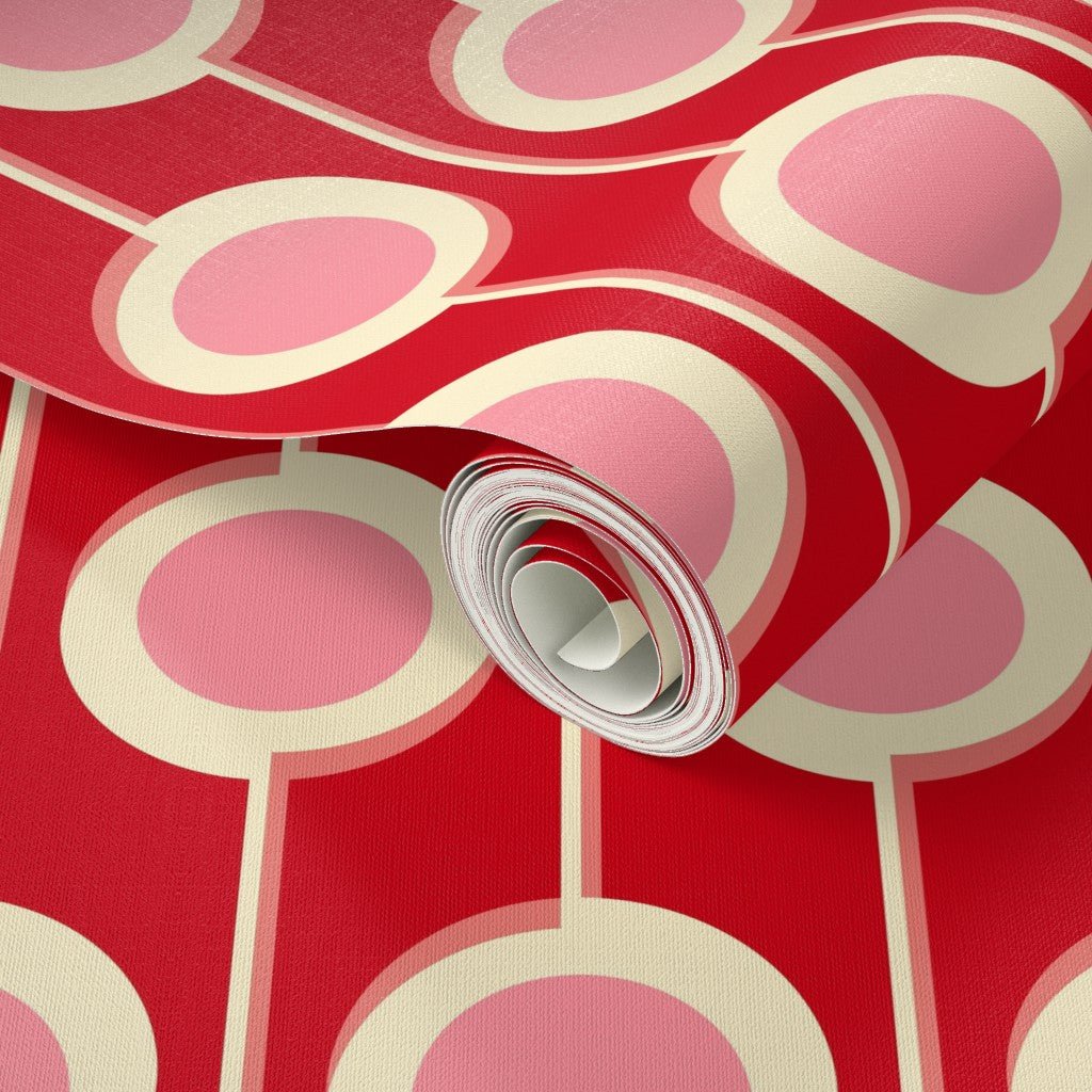 Modernist Floral Wallpaper in Five Bright Retro Colors