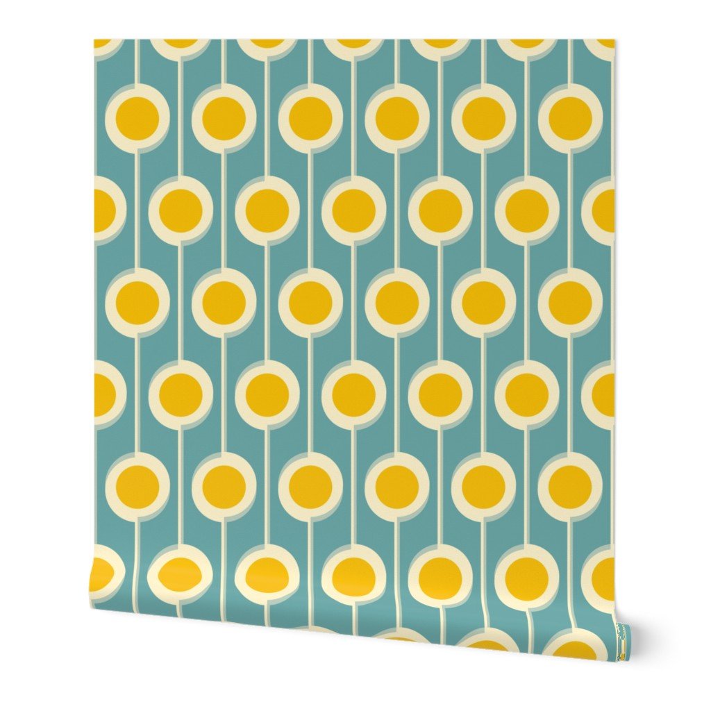 Modernist Floral Wallpaper in Five Bright Retro Colors
