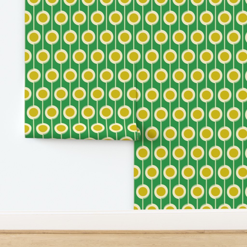 Modernist Floral Wallpaper in Five Bright Retro Colors