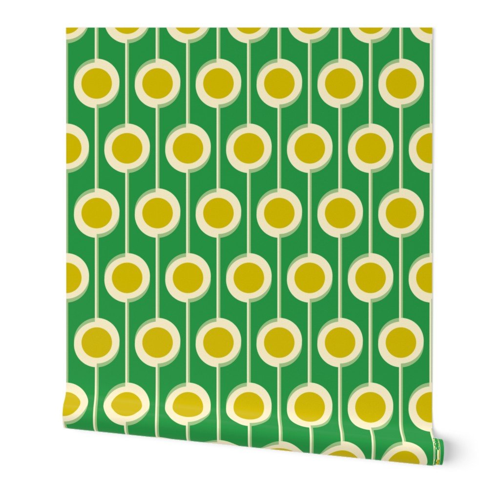 Modernist Floral Wallpaper in Five Bright Retro Colors